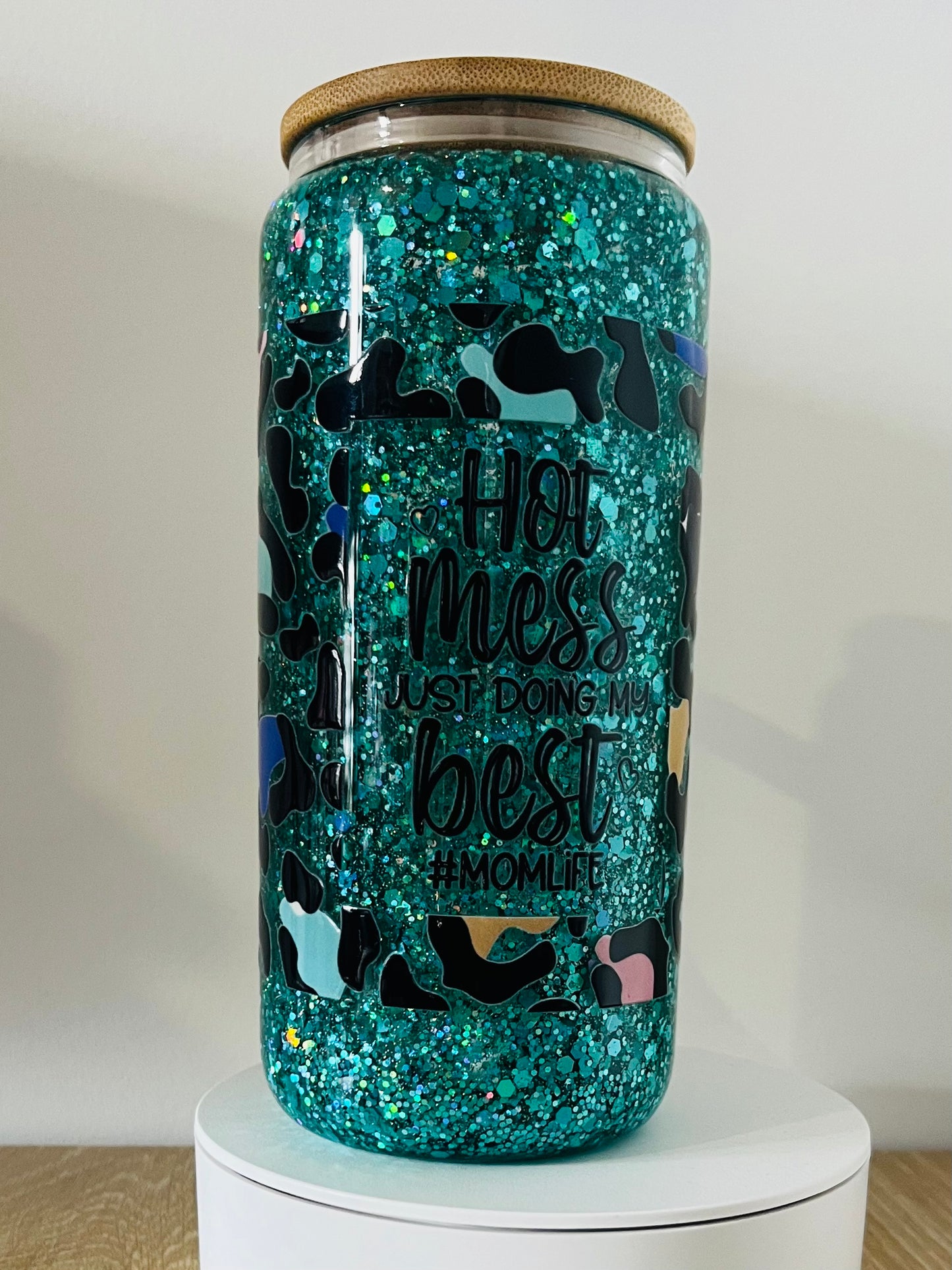 Hot Mess / #MomLife - Tall Glass with Handle