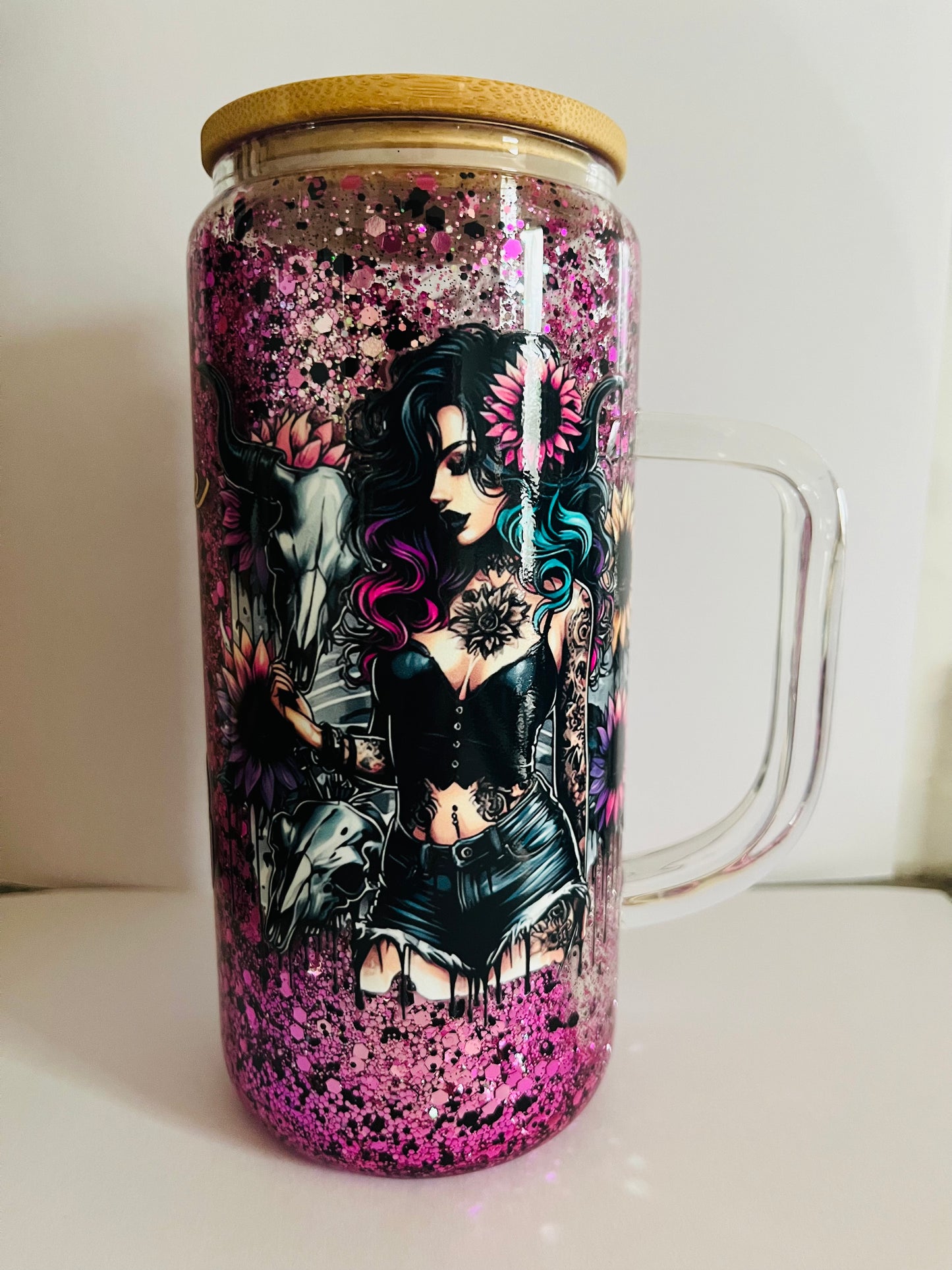 Tattoo girl - Glass Snowglobe Tumbler