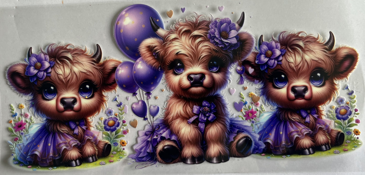 Highland Cows (Purple) - UV / DTF Wraps