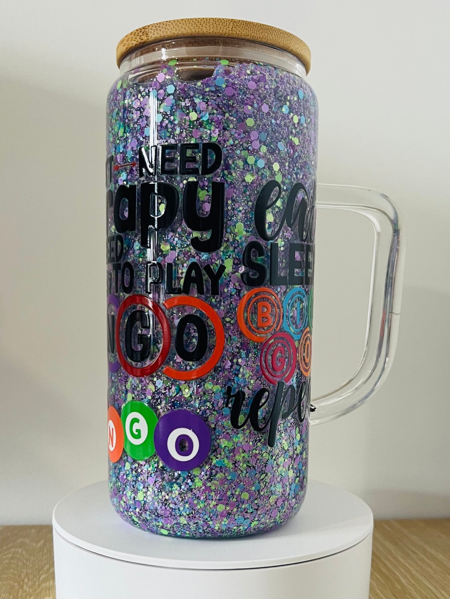 Therapy / Bingo - Tall Glass with Handle